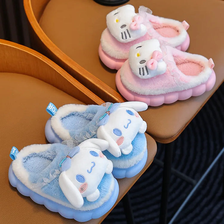 Winter Family Plush Slippers, Parent-Child Match Cartoon Indoor Home Shoes, Cozy Cotton-Lined Non-Slip Slides for All Ages