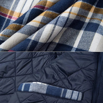 TACVASEN Men's Flannel Shirt Jacket with Removable Hood Plaid Quilted Lined Winter Coats Thick Hoodie Outwear Man Fleece Shirts