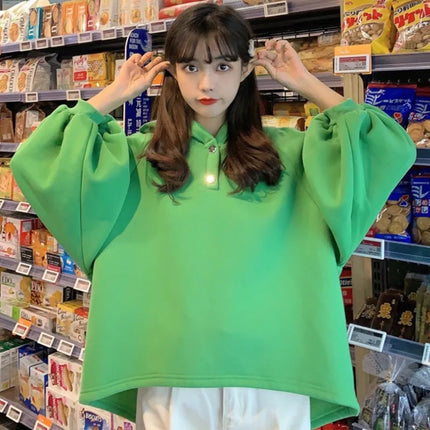 Autumn Women Cartoon Dinosaur Horn Cap Hoodies Harajuku Sweatshirts Cute Front Short Back Long Halloween Dragon Shape Pullovers