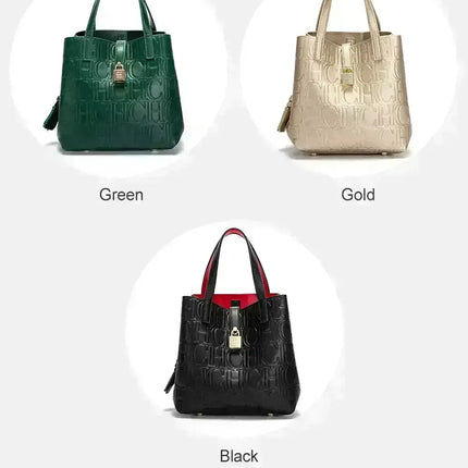 CH Large Capacity Handbag Luxury Brand Temperament Letter Print with Lock Design 2025 Trendy Women's Crossbody Bag PlatiNum