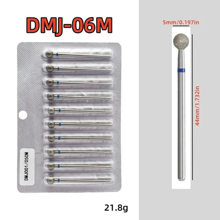 10Pcs/set Diamond Nail Drill Bit Set Nail Diamond Milling Cutter for Manicure 3/32" Burr Electric Nail File Cuticle Remover Tool 2028