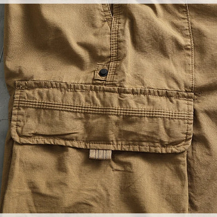 Men's corset casual pants loose 3D vertical cut retro military style outdoor scratch resistant multi-pocket cargo pants