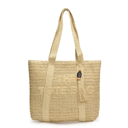 Women's Large Capacity French Style Woven Straw Bag, New Beach Vacation Crossbody Bag, Casual Commuter Tote Bag