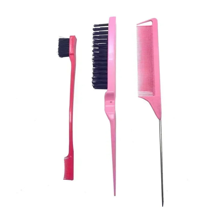 3-10pcs Hair Styling Comb Set Teasing Hair Brush Triple Teasing Comb Rat Tail Combs Edge Brush Hair Tail Tools Braid Tool Loop 2028