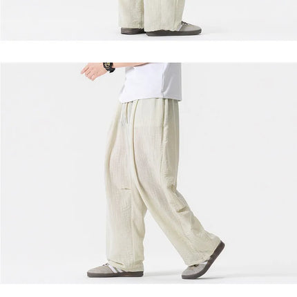 Pantaloni Leggeri e Sottili da Uomo, Traspiranti, Tinta Unita, Stile Harajuku, Gamba Larga, Casual, Oversize, Moda Harem, Streetwear Maschile