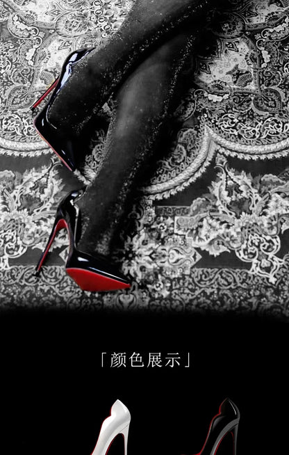 2025 New 12cm Black Extra Thin Heels  High Heels Super Shallow Mouth Women's Large Professional Single Shoes34-46