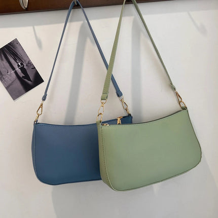 New Women's Fashion Handbags Retro Solid Color PU Leather Shoulder Underarm Bag Casual Women Hobos Handbags sac à main femme PlatiNum
