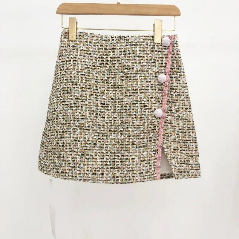 2025 Hot Sale Elegant Female Pink Shiny Diamonds Tweed Jackets Single Breasted Chic Tops Work Lady Slim Fit Coat Casual Blazers