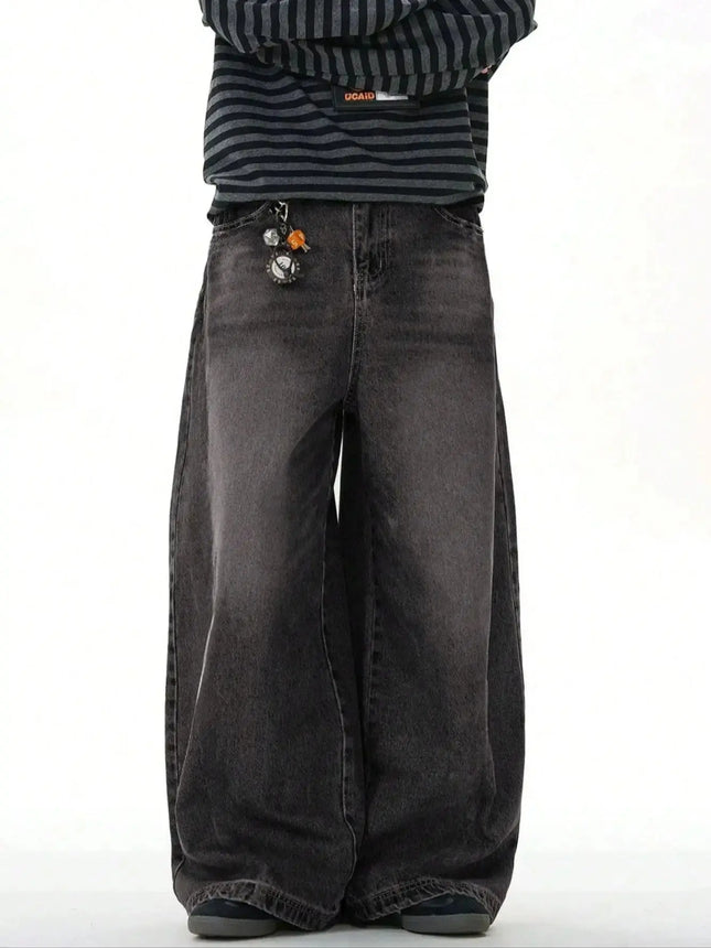 1 Piece Vintage Style Men's American Street Casual Black Jeans Washed Cargo Pants are comfortable and suitable for daily seasona