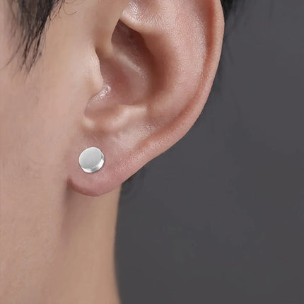 1 Pairs Crystal Strong Magnetic Ear Stud Clip Earrings for Men Women Punk Round Zircon Magnet Earrings Non Piercing Jewelry PlatiNum