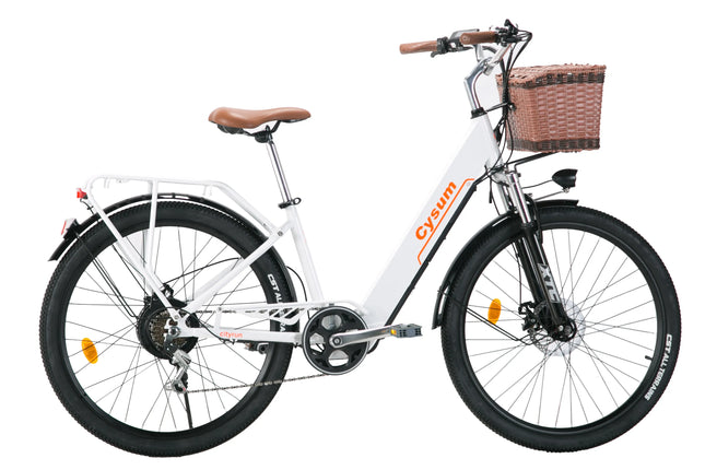 Bicicletta Elettrica Cysum Cityrun 26'', E-Bike 250W per Adulti, Uomini e Donne, Batteria Rimovibile 36V 10Ah, Velocità Massima 25km/h, Autonomia 70-90km, Bici per Pendolari Urbani e Suburbani