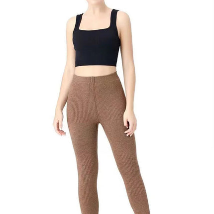 Women's Wool  Leggings Slim Pants High Waist  Autumn and Winter Cashmere Casual Knitted Pencil Pants Korean Thick Casual pants PlatiNum