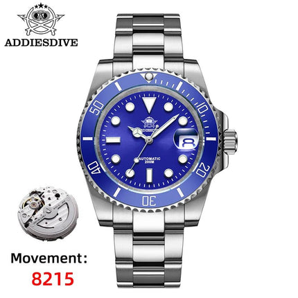 ADDIESDIVE Orologio automatico da uomo di lusso 8215 Orologio meccanico BGW9 Orologio da sub in vetro zaffiro luminoso Orologio analogico da uomo AD2503 platinumshop