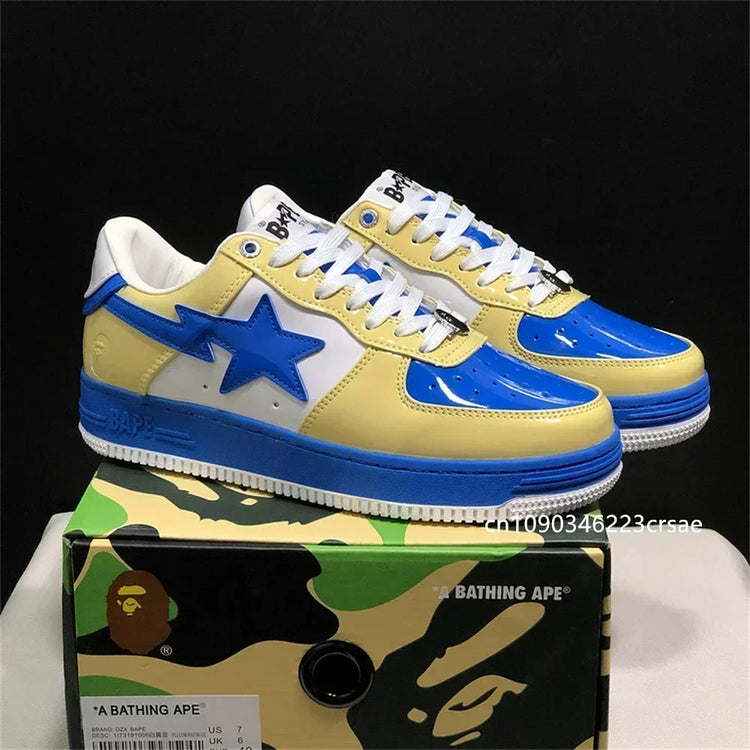 A BATHING APE Men All Black Shark BAPESTA Casual Plarfom Shoes Unisex Women Slip-Resistant Outdoor Soft Walking Sneakers