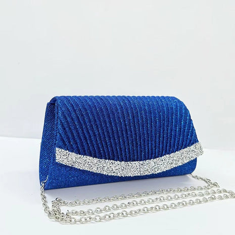 Borsa Clutch Plissettata con Strass, Pochette da Sera Scintillante con Cristalli, Elegante Borsetta da Donna per Cerimonie, Matrimoni e Feste Formali