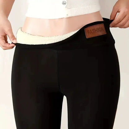 Women Ultra Thick Imitation Lamb Wool Leggings Autumn Winter Warm Fleece Leggings Female Plush High Waist Elasticity Tights