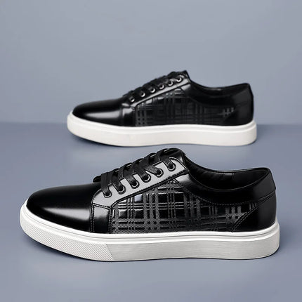 Daily Men's Luxury Brand Shoes Casual Blue Black Sneakers Shoes Man Lace-up Comfortable Leather Flat Shoes