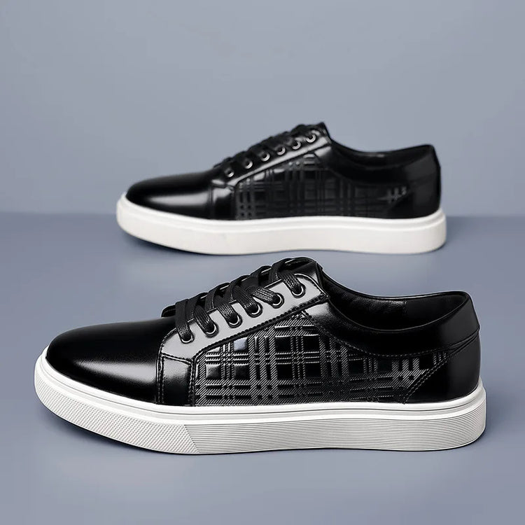 Daily Men's Luxury Brand Shoes Casual Blue Black Sneakers Shoes Man Lace-up Comfortable Leather Flat Shoes