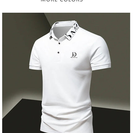 Men's fashionable summer POLO ice silk quick-drying T-shirt short-sleeved solid color loose fit business collar