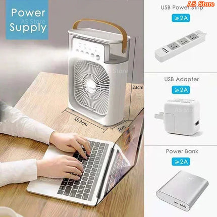 Nuovo Ventilatore 3 in 1 con Condizionatore d'Aria, Mini Raffrescatore Domestico, Luce Notturna LED, Umidificatore Portatile, Ventilatore Regolabile per Ufficio e Casa