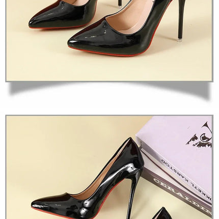 Scarpe da donna Tacchi alti rossi Décolleté sexy a punta da 12 cm Scarpe da sposa Scarpe da sposa Nude Colore nero Tacchi alti con fondo in gomma rossa platinumshop
