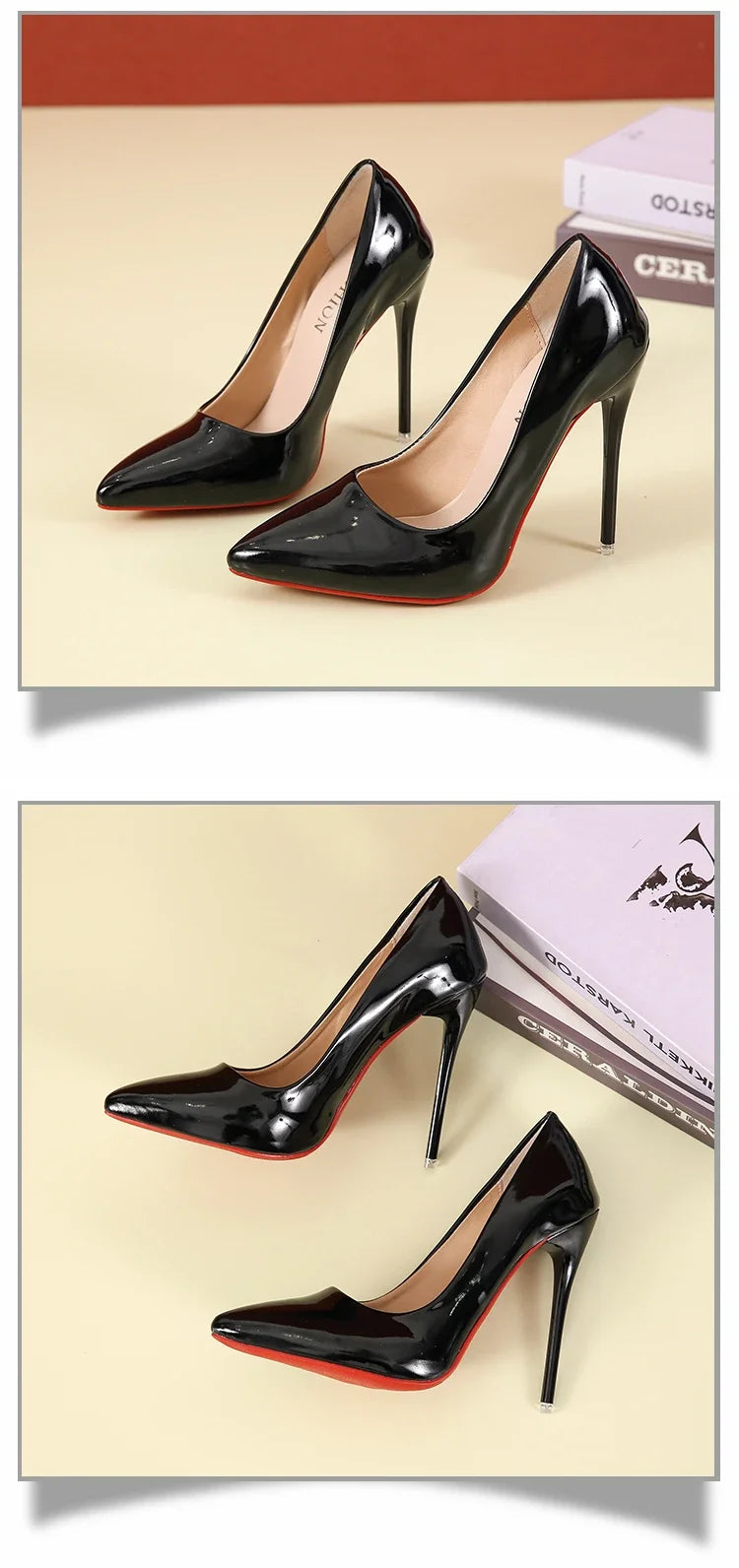 Scarpe da donna Tacchi alti rossi Décolleté sexy a punta da 12 cm Scarpe da sposa Scarpe da sposa Nude Colore nero Tacchi alti con fondo in gomma rossa platinumshop