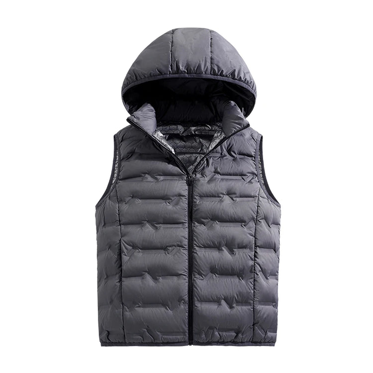 Winter Men White Duck Down Vest Men Waterproof Windproof Detachable Hat Sleeveless Vests Male Pockets Warm Ultralight Waistcoats