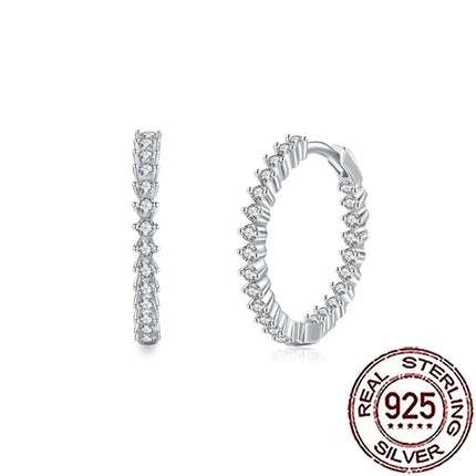 CWWZircons 925 Sterling Silver New Fashion Cubic Zircon Round Hoop Earrings for Women Girls Fine Party Jewelry Accessories SE012 PlatiNum