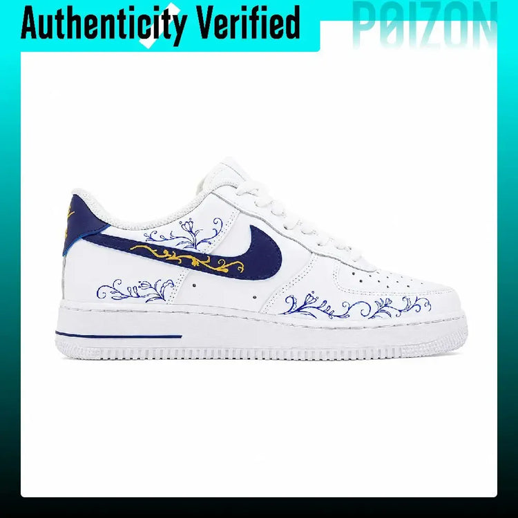 Nike Air Force 1 Skate Shoes Men's Low-top Blue/Gold/White CW2288-111（Team1529-）