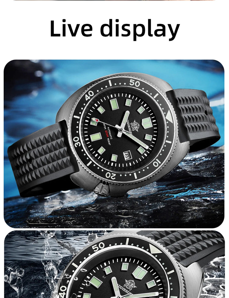 ADDIESDIVE Luxury Men's Automatic Watch Ceramic Bezel Sapphire Glass 200m Waterproof Ultra Bright Blue Luminous Diving Watch
