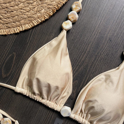 Costume da bagno bikini sexy con perline 2026 da donna, set bikini halter con scollo a V, abbigliamento da spiaggia estivo platinumshop