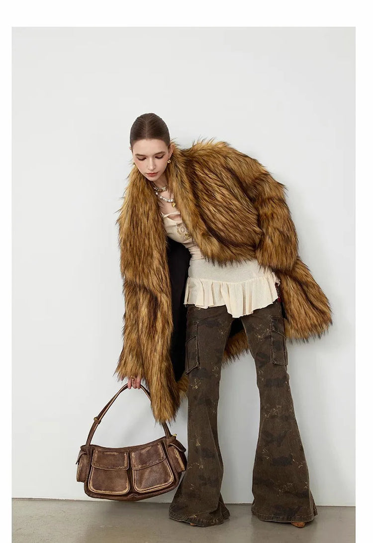 ZADORIN New in Coats & Jackets Luxury Winter Clothes Woman Lapel Long Brown Faux Fur Coat Loose Fluffy Jacket Woman Fur Coats
