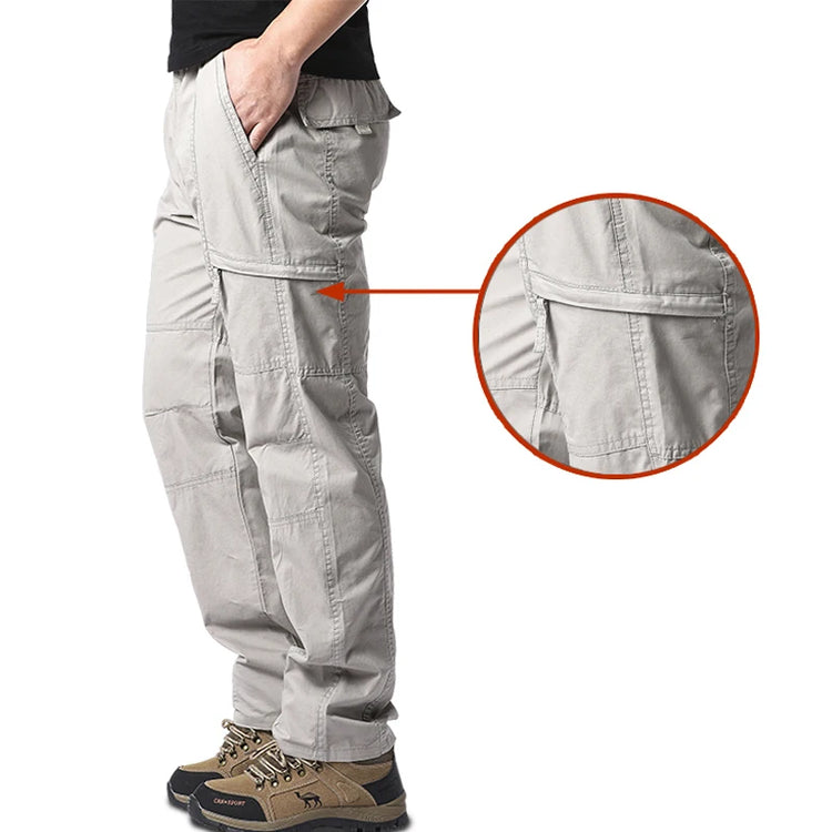 High Quality Men's Cotton Cargo Pants Casual Multiple Pocket Tacitcal Pants Spring Autumn Outdoor Camping Hiking Work Pants