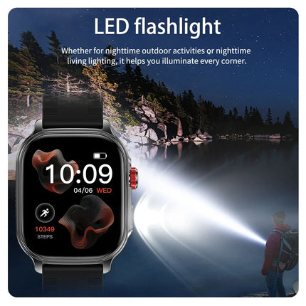 2026New Smart Watch Fitness Clock Men 2.01" AMOLED Screen 1400mAh 130+ Days Battery Life Flashlight Call Waterproof Smartwatches
