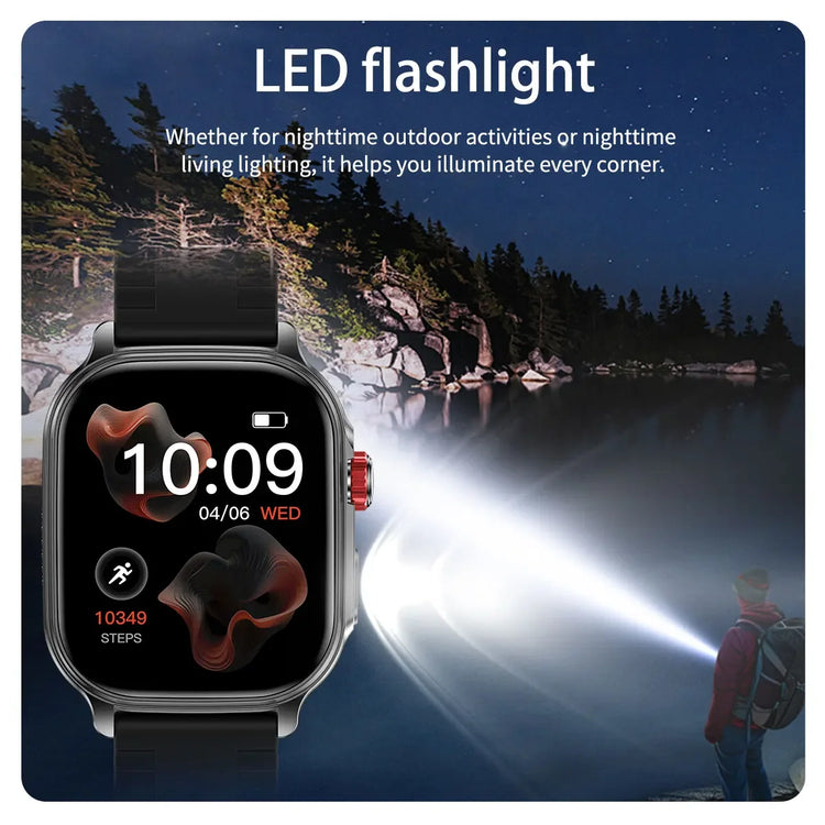 2026New Smart Watch Fitness Clock Men 2.01" AMOLED Screen 1400mAh 130+ Days Battery Life Flashlight Call Waterproof Smartwatches