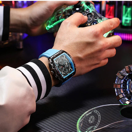 CURREN Orologio da uomo alla moda, marchio unico, design quadrato, lusso, nastro sportivo al quarzo, orologi da uomo impermeabili platinumshop