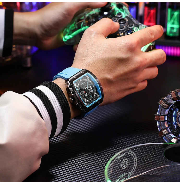 CURREN Orologio da uomo alla moda, marchio unico, design quadrato, lusso, nastro sportivo al quarzo, orologi da uomo impermeabili platinumshop