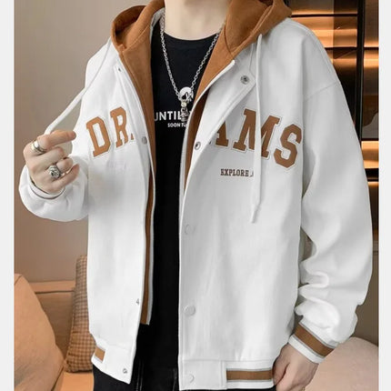Men's Autumn New Brand All-match Student Letter Hooded Jacket Trendy Women High Quality Varsity Baseball Uniform Jacket