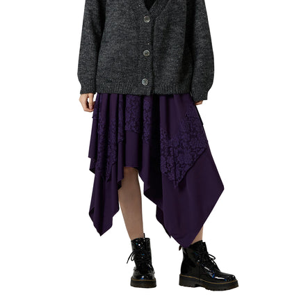 Gonna Steampunk gotica da donna Gonna irregolare in pizzo a contrasto vintage Gonna rinascimentale Costume cosplay