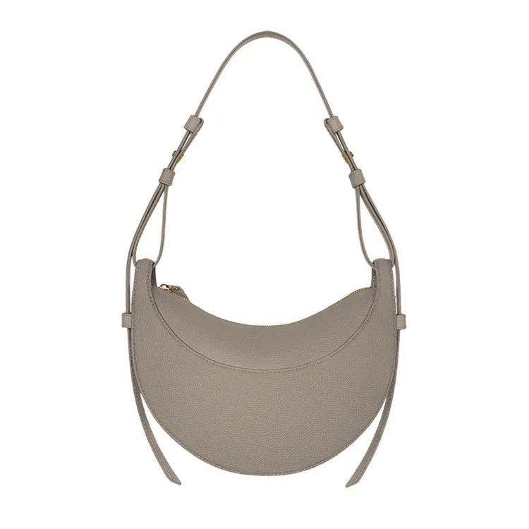 Borsa a tracolla a mezzaluna in pelle liscia, con tracolla regolabile, borsa a tracolla minimalista per l'uso quotidiano