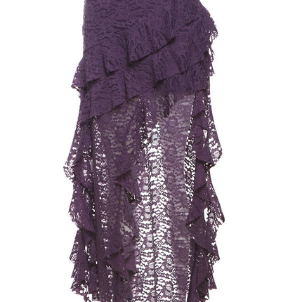 Nibber Nappe Gonne da donna Orlo irregolare Increspature multistrato Patchwork di pizzo Dolce tendenza estiva Pantaloni skinny versatili quotidiani