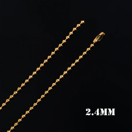 Accessori per gioielli con collana di perline rotonde con catena a sfera in acciaio inossidabile color oro da 1,2 mm-4.0 mm per pendente PlatiNum