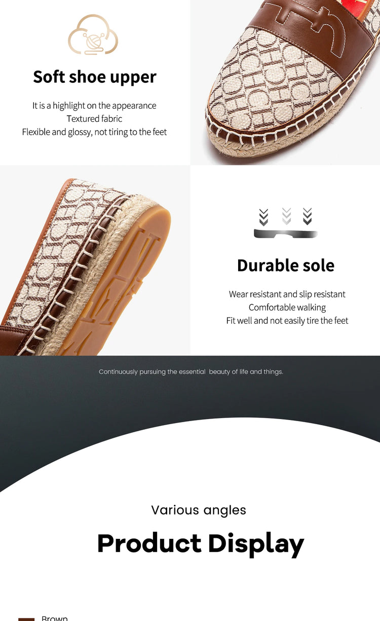 Retro Classic Style New Women's Flat Shoes Letter Print Design Women's Casual Fisherman Shoes Fashionable and Versatile