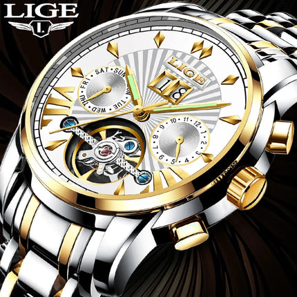 Orologi da Polso Meccanici Automatici LIGE 2026 per Uomo, Marca di Lusso, Orologio da Uomo con Tourbillon, Moda Business, Impermeabile platinumshop