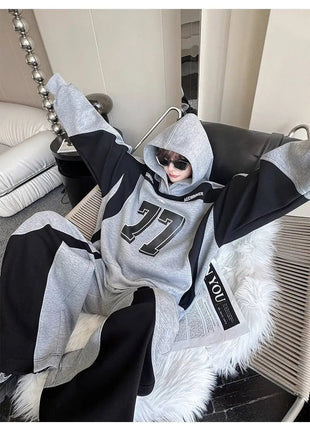 LUZHEN Street Wear Sports Two-piece Sets Men's Fashion Autumn 2025 New Color Contrast Splicing Loose Casual Pants Hoodies JY3686 PlatiNum