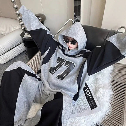 LUZHEN Street Wear Sports Two-piece Sets Men's Fashion Autumn 2025 New Color Contrast Splicing Loose Casual Pants Hoodies JY3686 PlatiNum