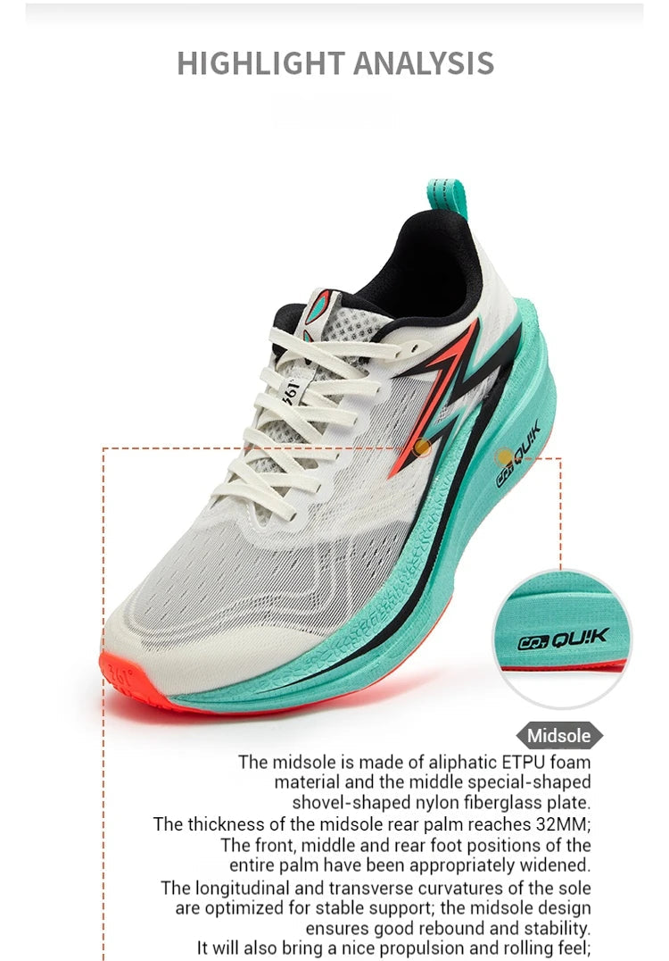 361 Degrees Flame 4.0 MIX Men Running Shoes Carbon Plate Racing Marathon Stable Rebound Wear-resistant Male Sneakers 672512204 PlatiNum