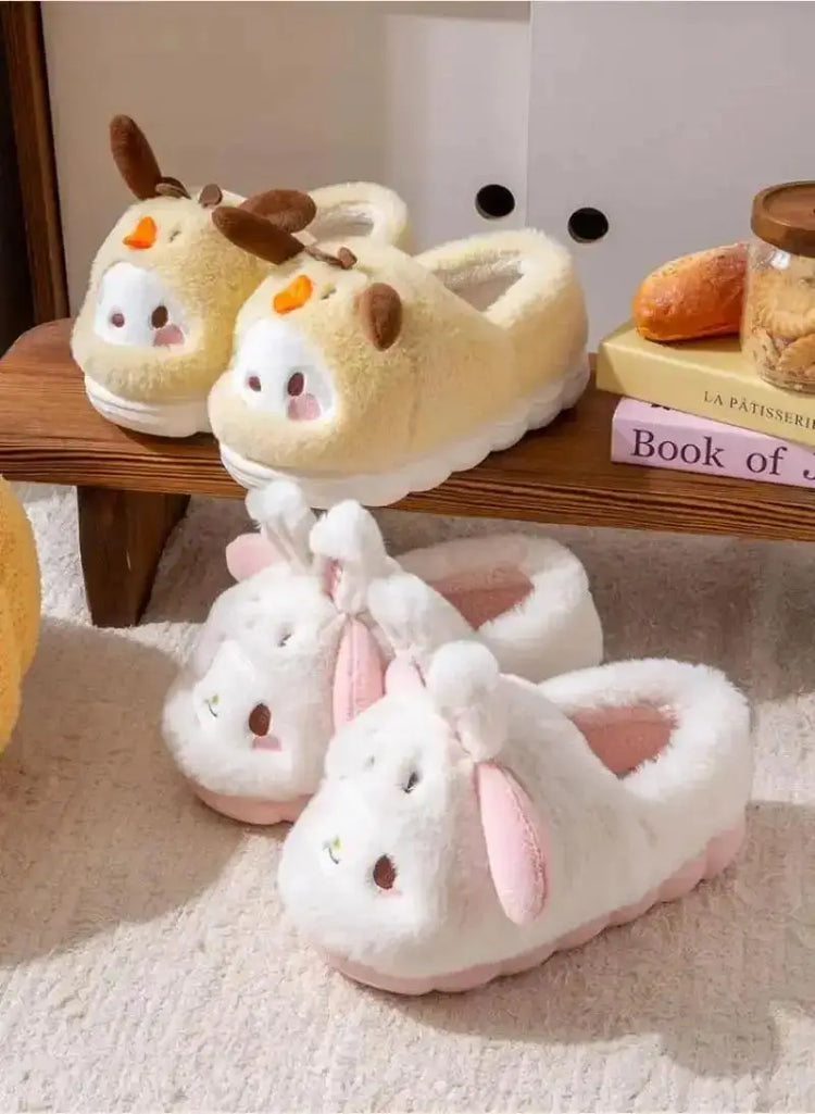Anime Winter Plush Slippers Kuromi Hello Kitty Cinnamoroll Sanrioed Kawaii Cartoon Cute Indoor Thicken Warm Home Slippers