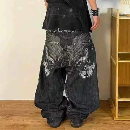 Streetwear New Fashion Stampa oversize Jeans larghi Y2K Harajuku Hip-hop Vintage Popolare Goth Pantaloni a gamba larga a vita alta Pantaloni