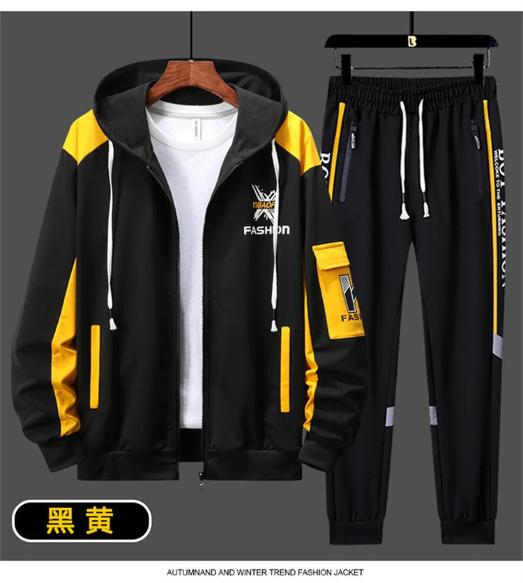 2027 New Style Men Cardigan and Pants Casual 2 Piece Set Sportswear Spring and Autumn Men's Clothing Printed Tracksuits Hoodies